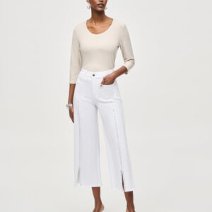 pantalones vaqueros culotte con costura frontal adornada