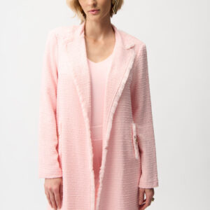 abrigo recto de bouclé con detalle de flecos joseph ribkoff