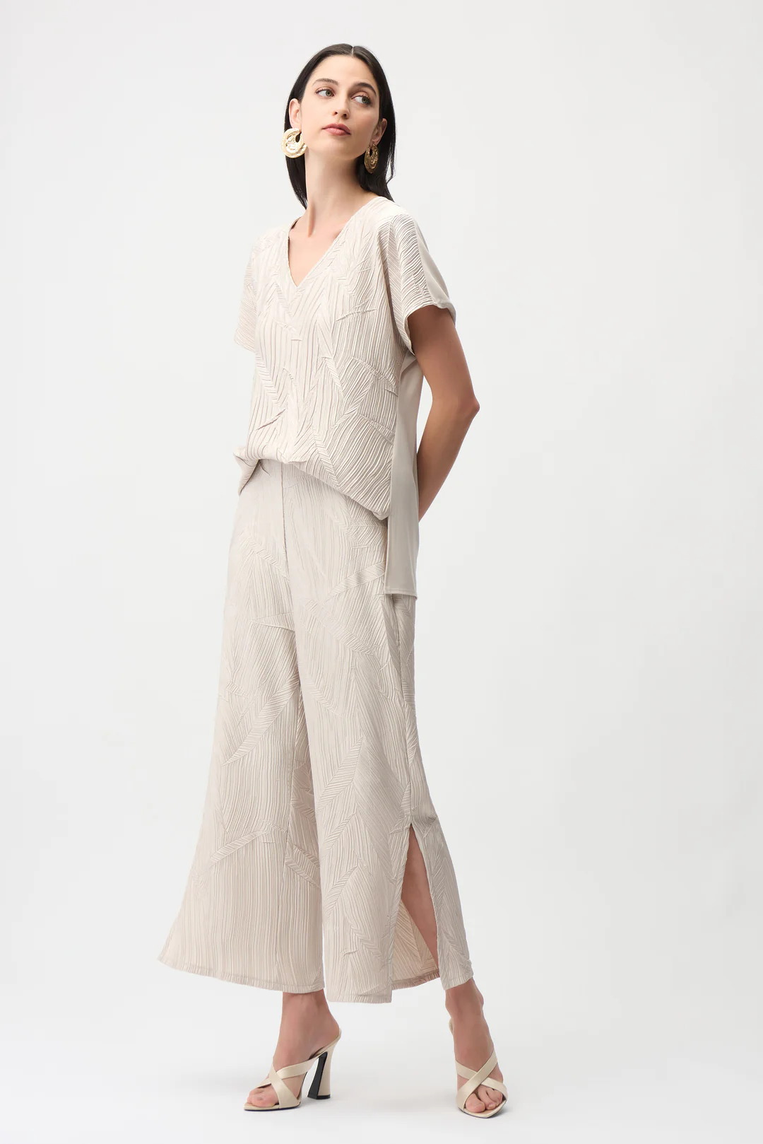 pantalón culotte plisados de satén joseph ribkoff pantalón culotte plisados de satén joseph ribkoff