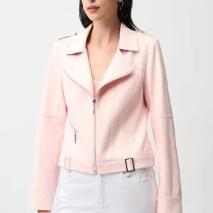 chaqueta entallada rosa con hebillas decorativas joseph ribkoff