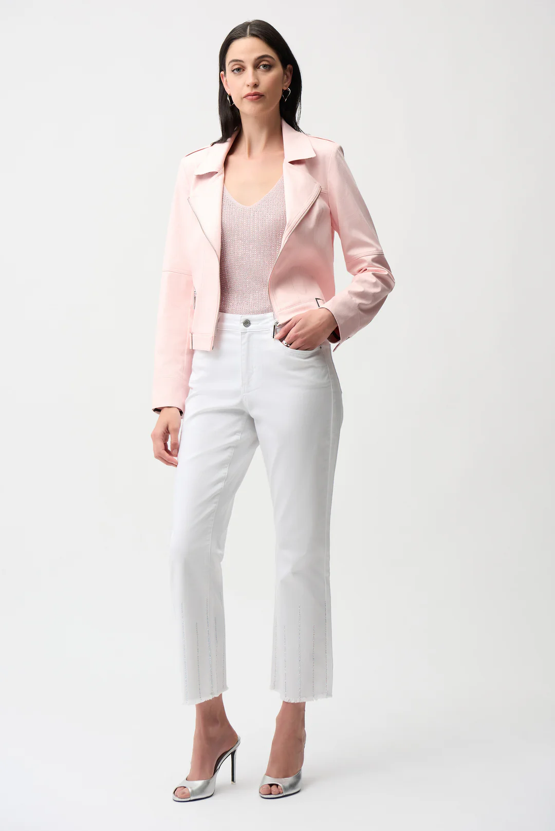 chaqueta entallada rosa con hebillas decorativas joseph ribkoff chaqueta entallada rosa con hebillas decorativas joseph ribkoff