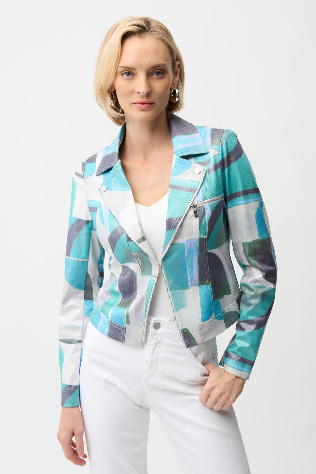 chaqueta ajustada con estampado geométrico chaqueta ajustada con estampado geométrico
