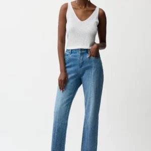 vaqueros de corte slim con detalle de brillos