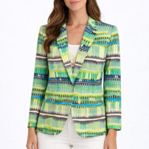 chaqueta punto entallada trazos azules