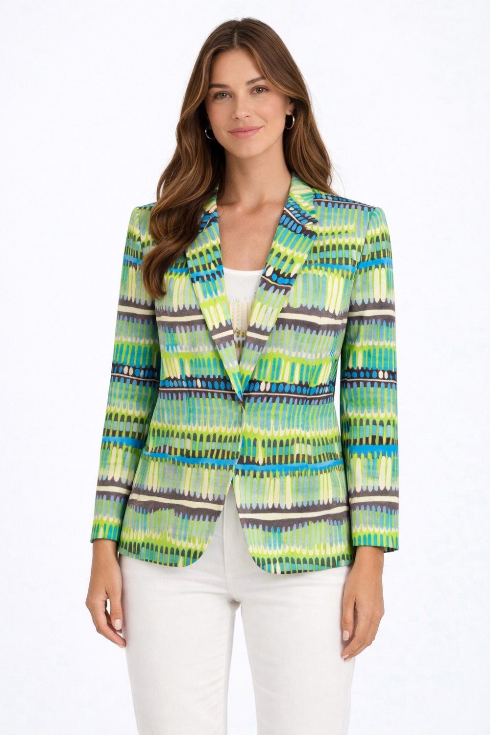 chaqueta punto entallada trazos azules chaqueta punto entallada trazos azules