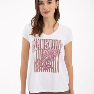 camiseta estampada flores estilo pasley rosa anna mora