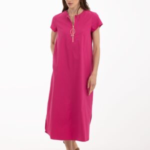 vestido camisero liso rosa fuxia anna mora