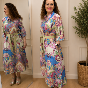 vestido camisero estampado floral multicolor sani blue