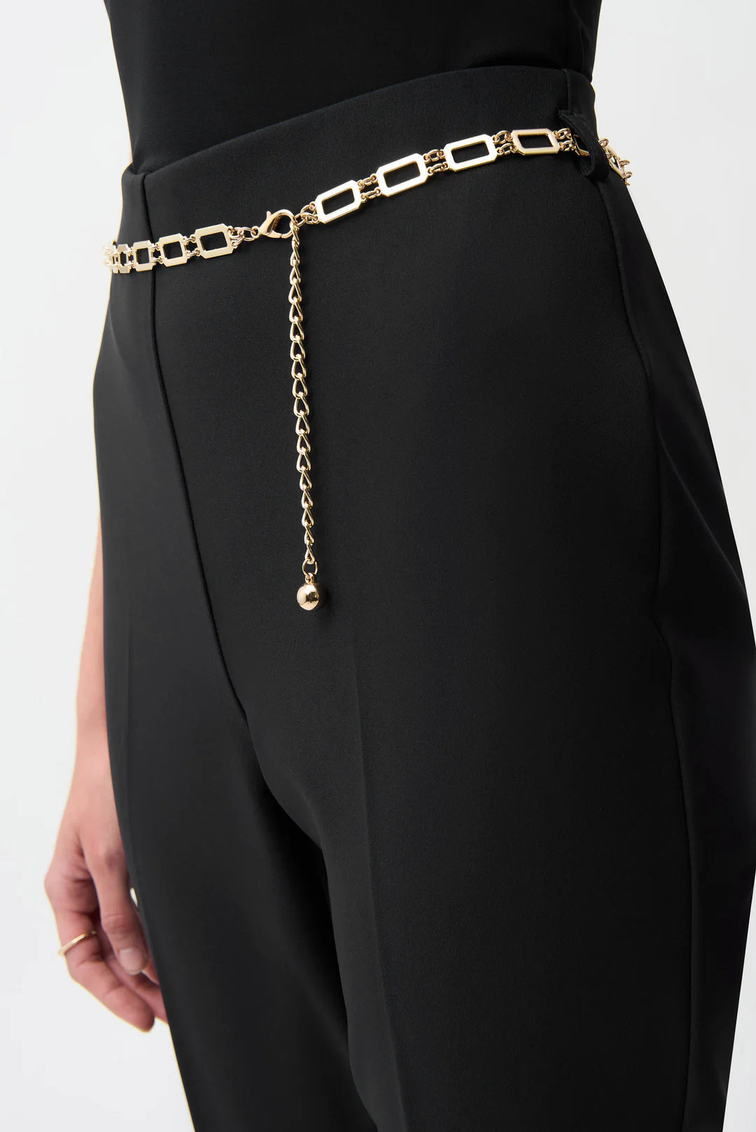 pantalón joseph ribkoff acampanados negro con cinturón de cadena pantalón joseph ribkoff acampanados negro con cinturón de cadena
