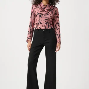 top de satén texturizado con estampado animal rosa multicolor joseph ribkoff